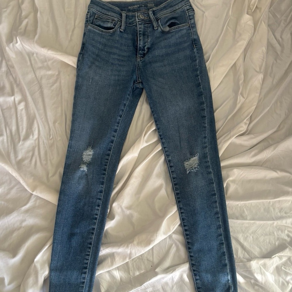 Old Navy girls denim blue jeans size 12 high-rise‎ rockstar jeggings
